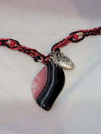 Pink Dyed Black Onyx with Heart Necklace