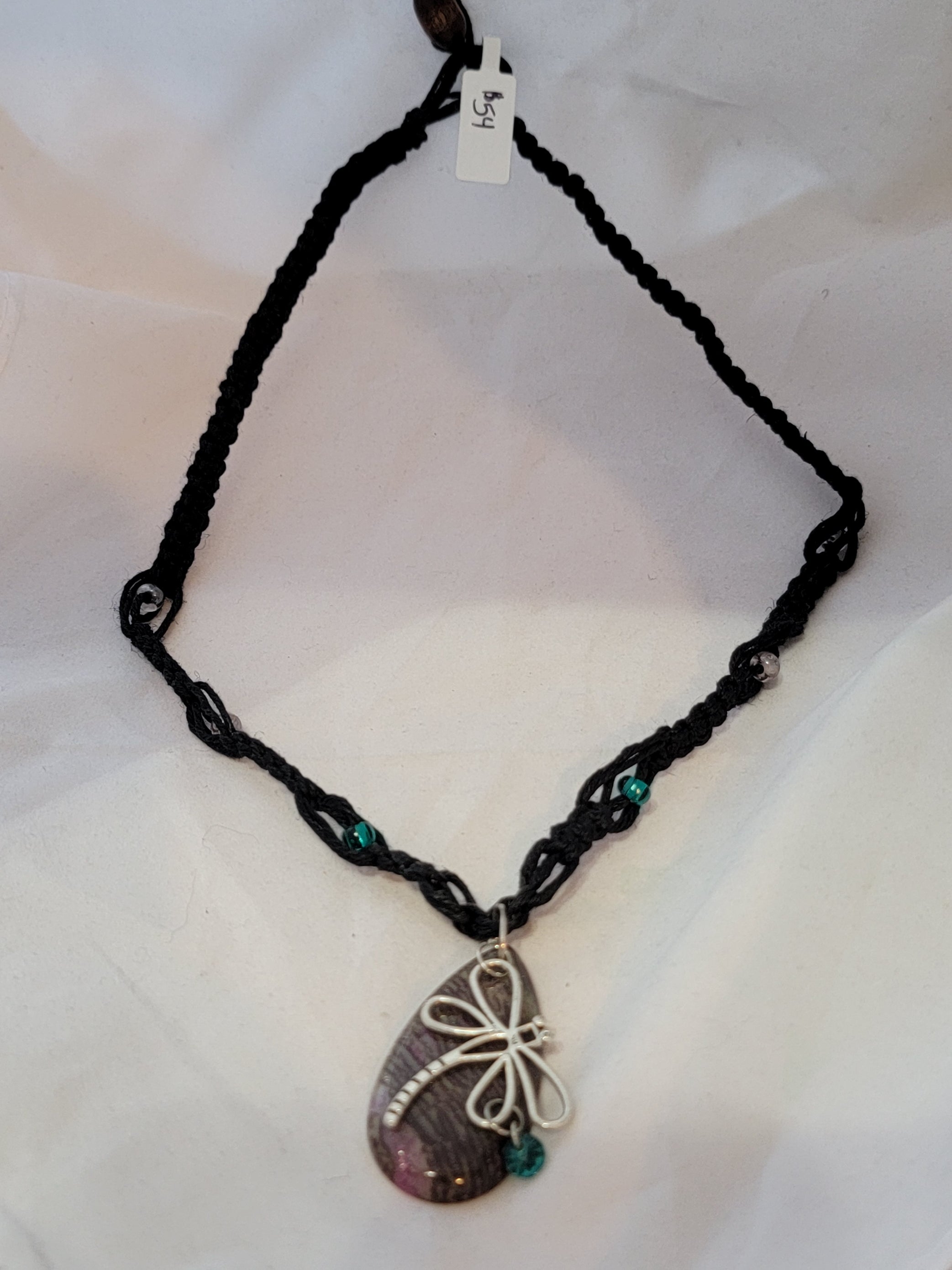 Pink, Purple Quartz Silver Dragonfly Necklace