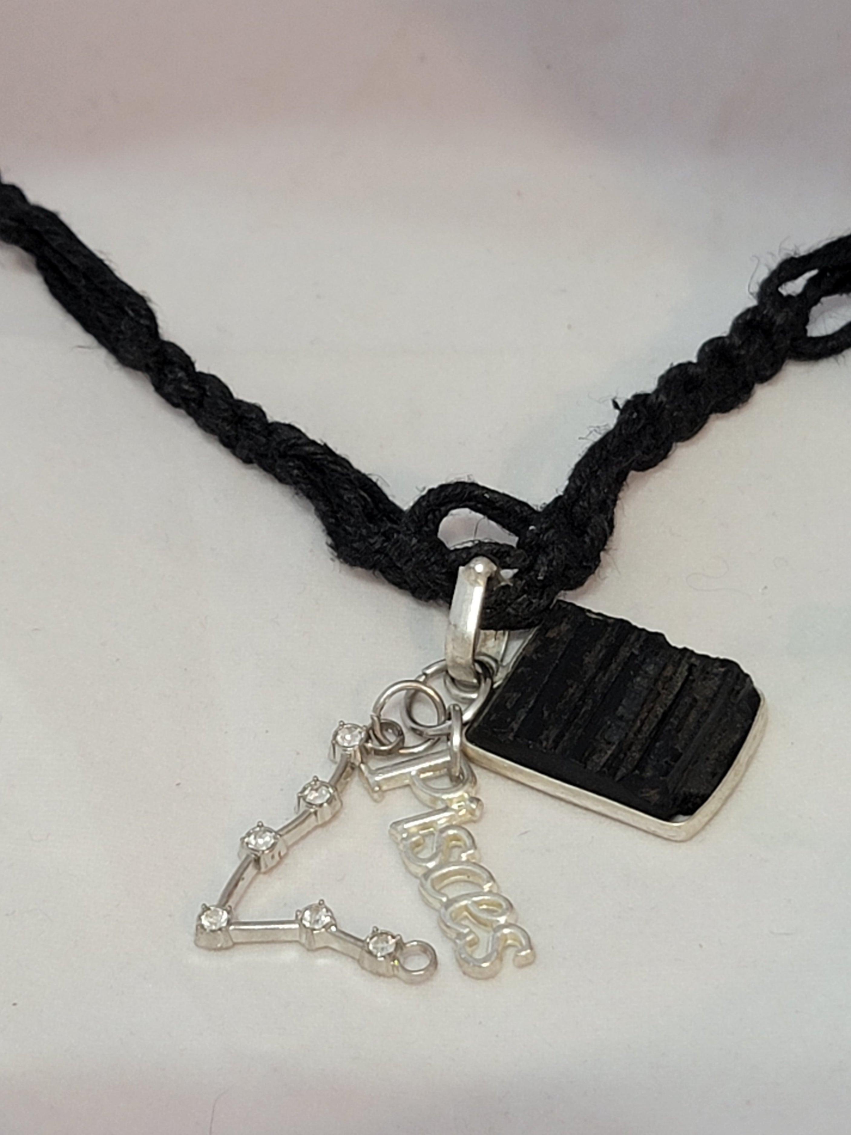 Pisces Black Tourmaline Zodiac Necklace