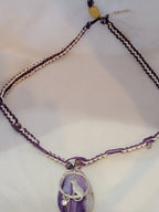 Purple Dyed Agate with Cat & Mouse Necklace