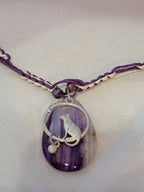 Purple Dyed Agate with Cat & Mouse Necklace