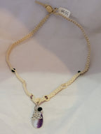 Purple Dyed Agate with Triquetra & Crystal Necklace