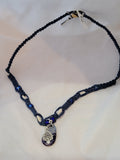 Purple, Blue Agate with Peacock Necklace
