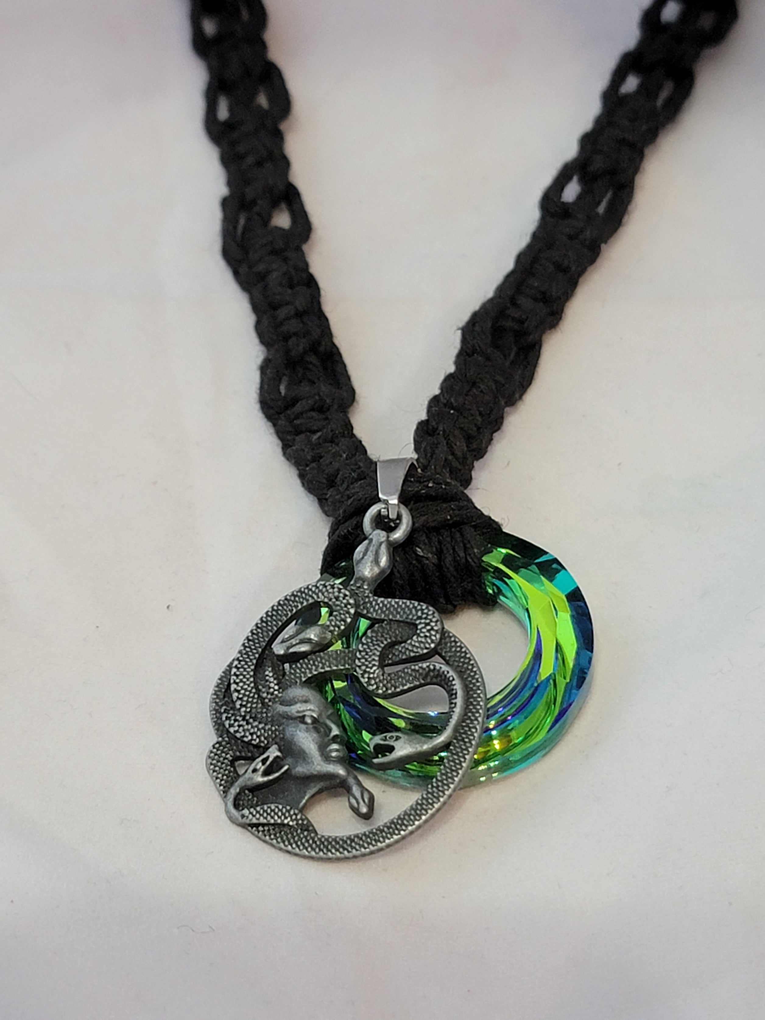 Rainbow Glass Ring Medusa Necklace