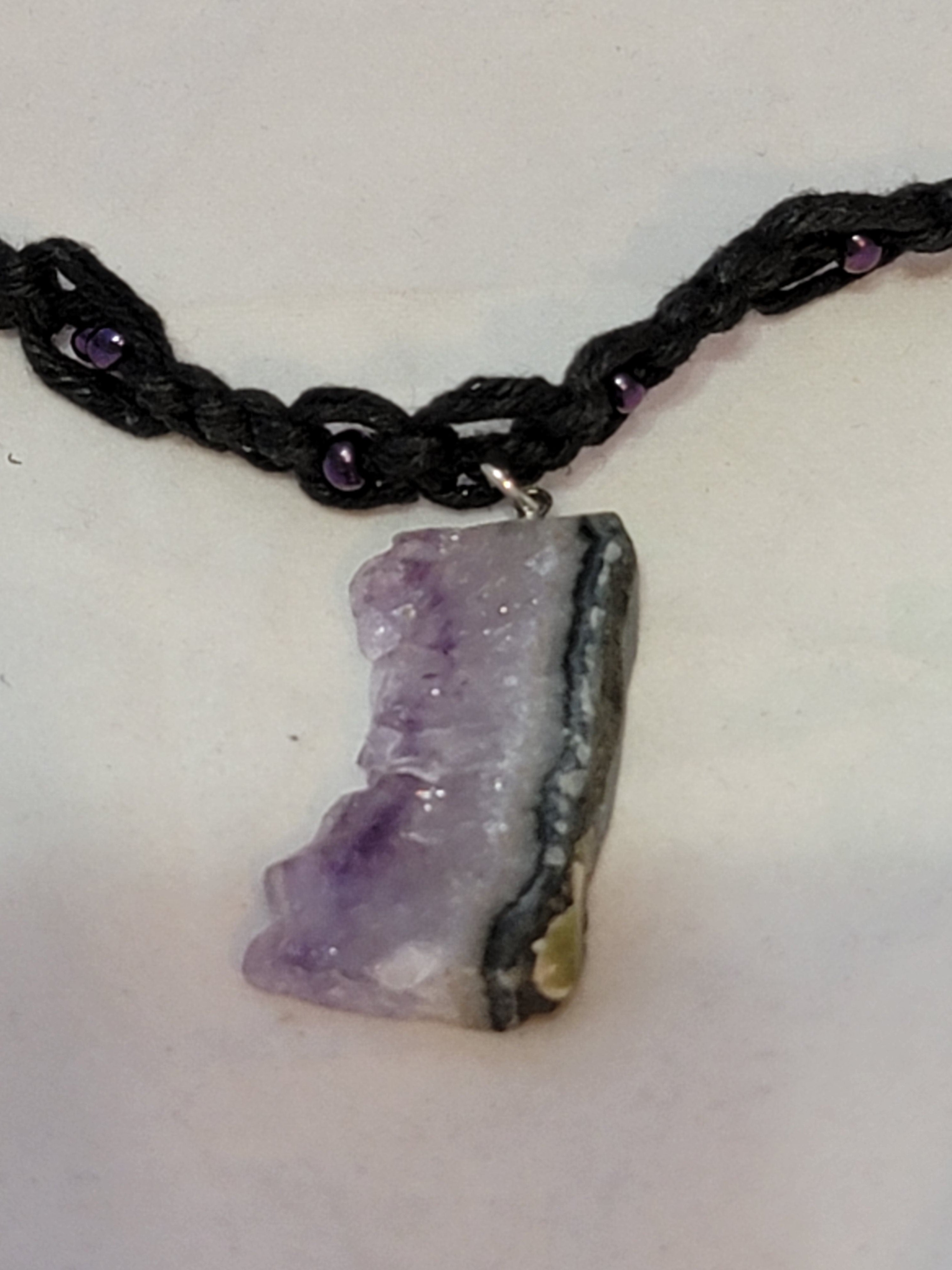 Raw Amethyst Slice Necklace - Large