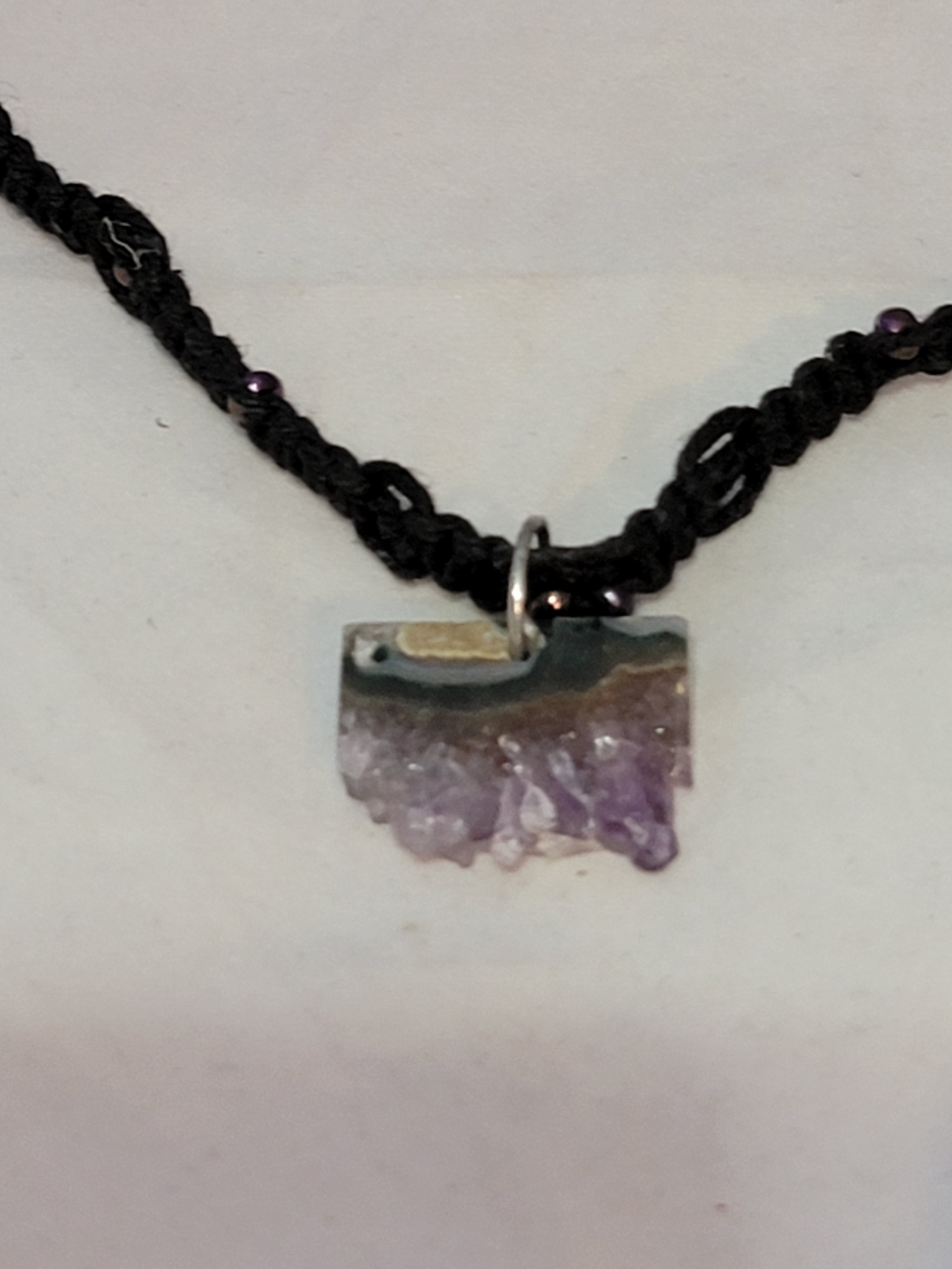 Raw Amethyst Slice Necklace - Small