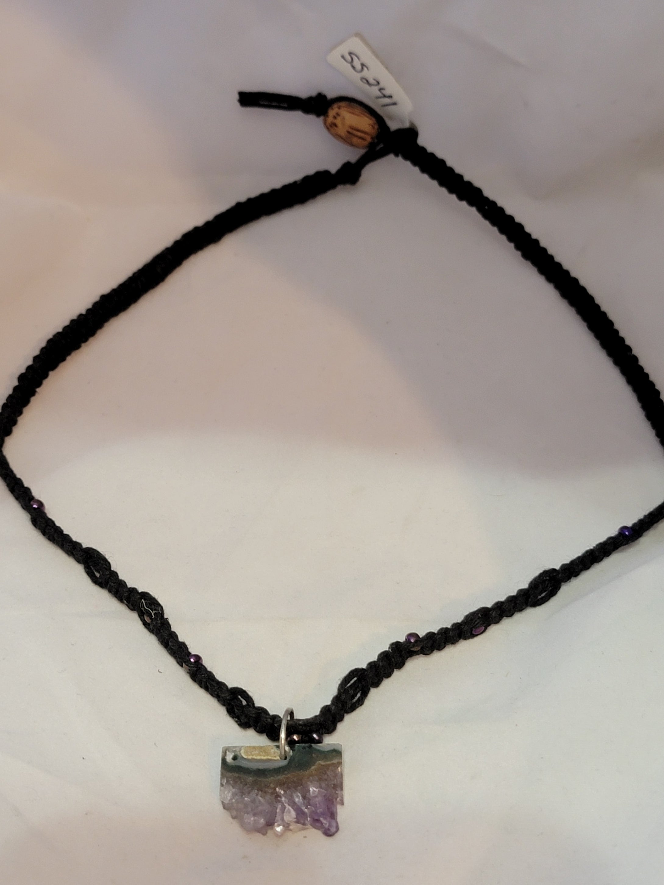 Raw Amethyst Slice Necklace - Small