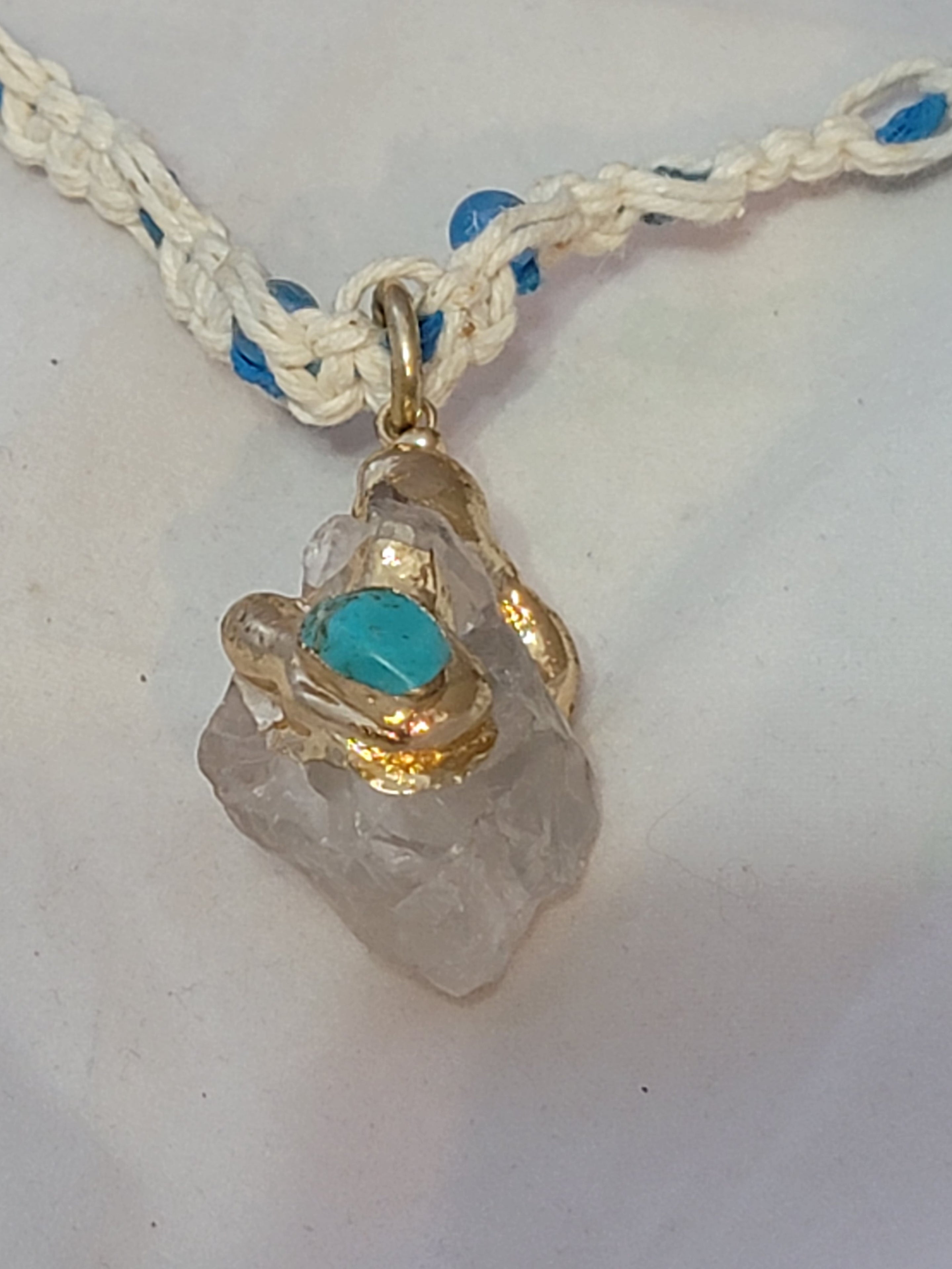 Raw Quartz with Turquoise Howlite Necklace