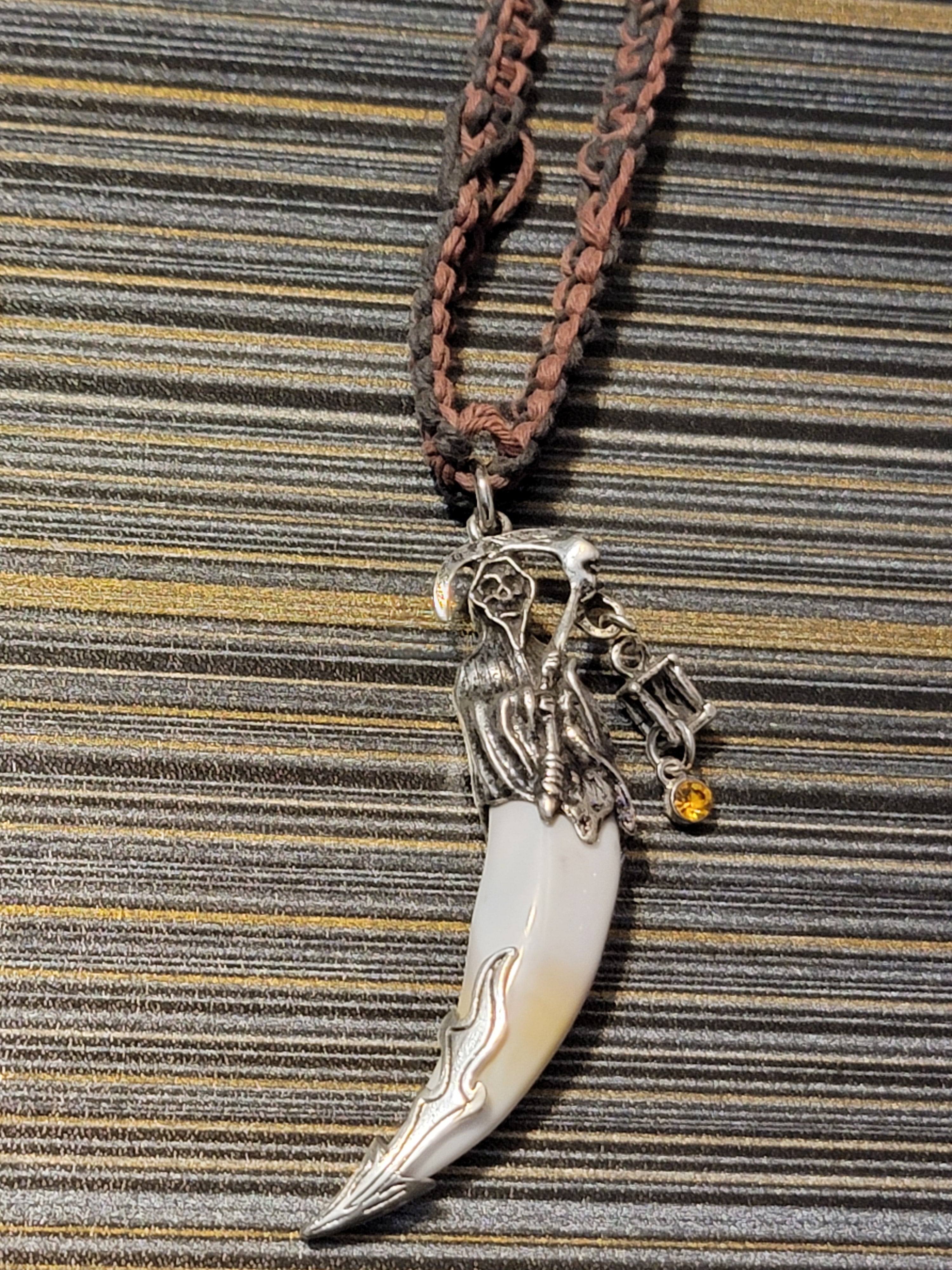 Resin Wolf Tooth w/ Grimm Reaper Necklace