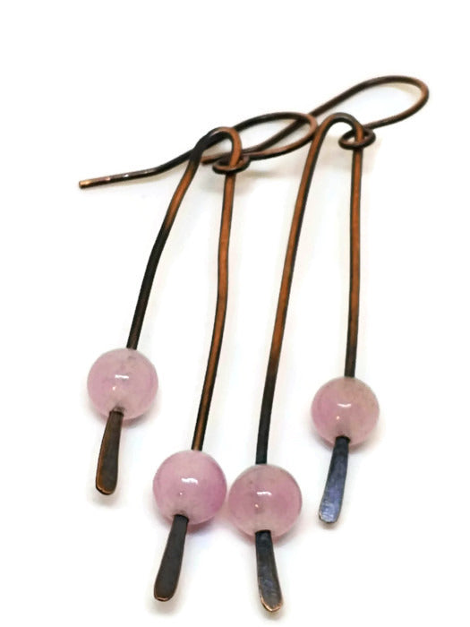 Rose Quartz Paddle Earrings
