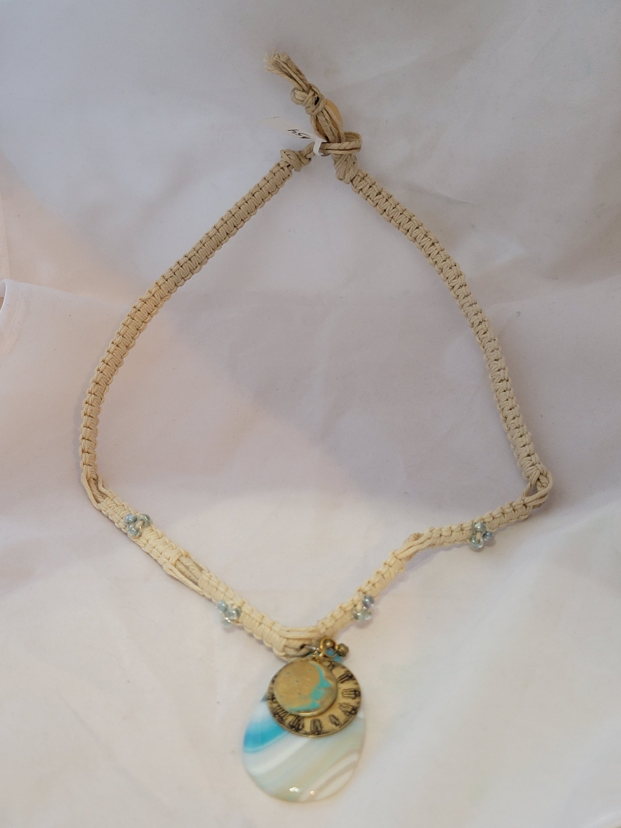 Sea Green Dyed Agate Clock Moon Necklace