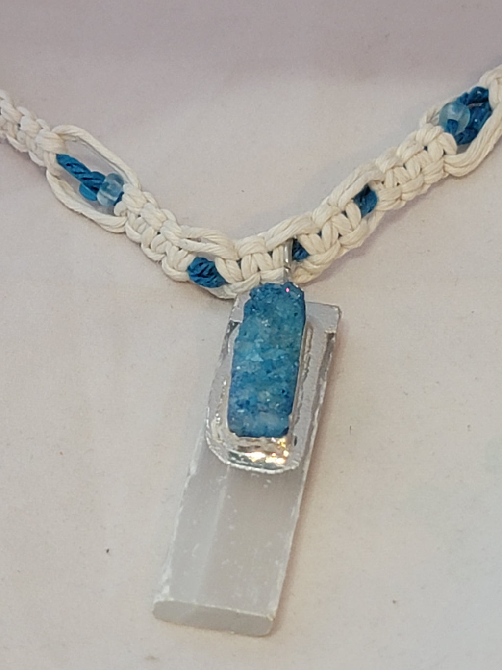 Selenite with Gemstone Necklace