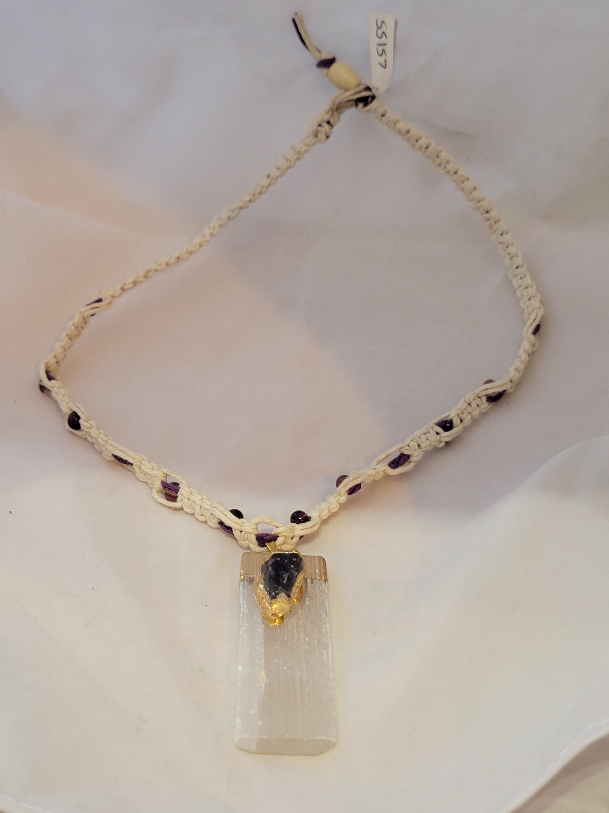 Selenite with Gemstone Necklace