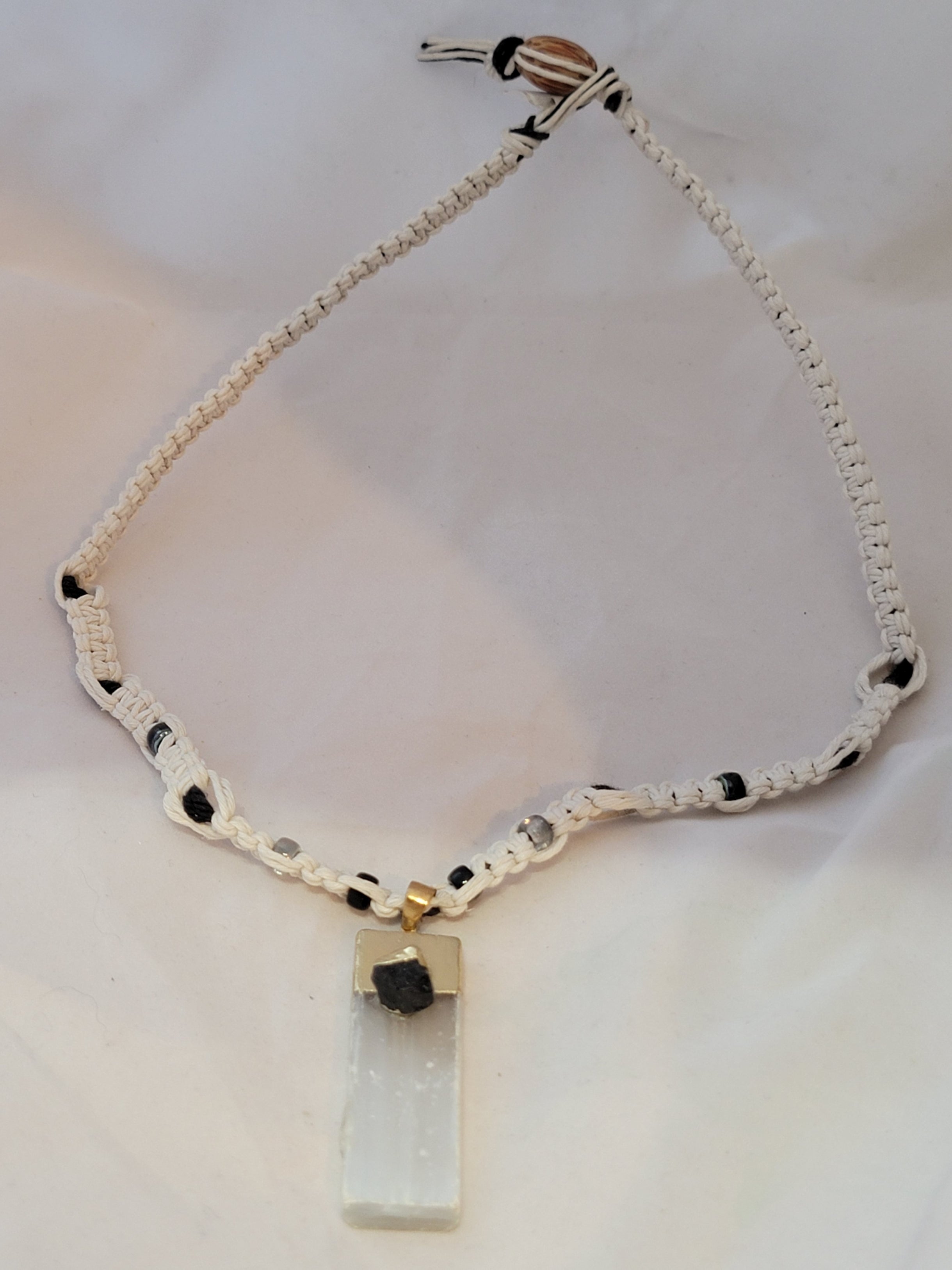 Selenite with Gemstone Necklace
