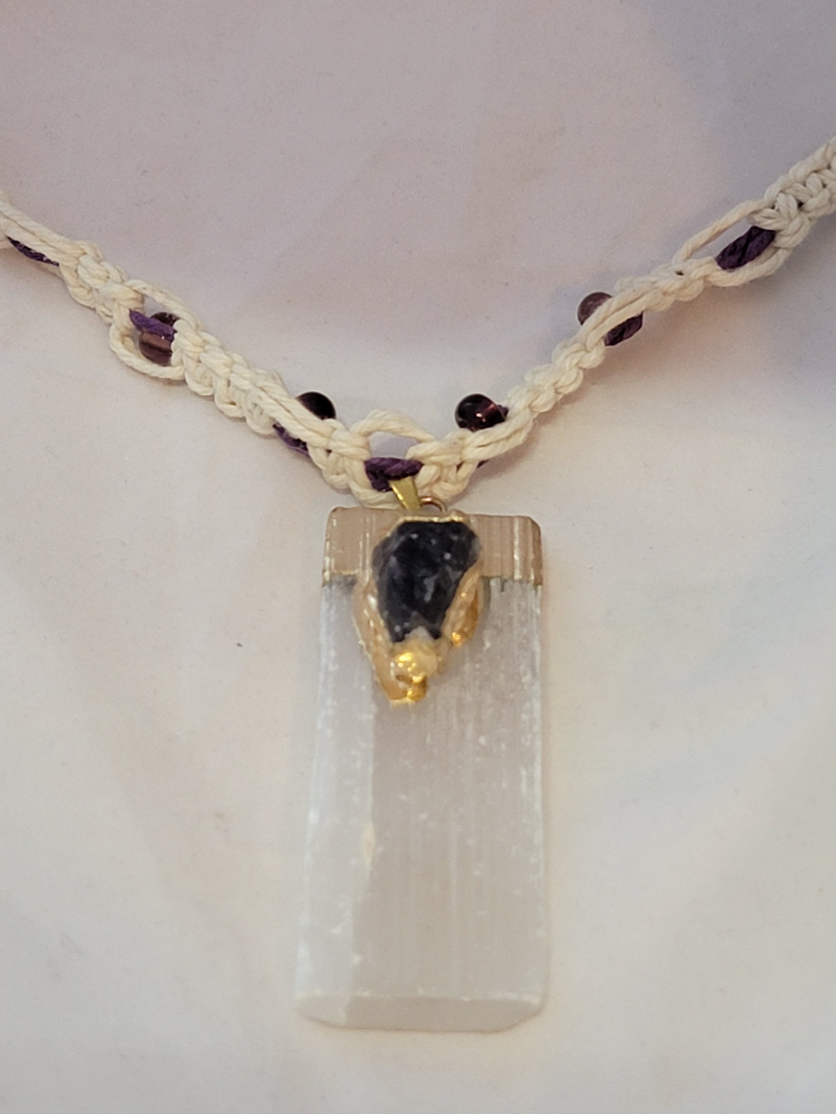 Selenite with Gemstone Necklace