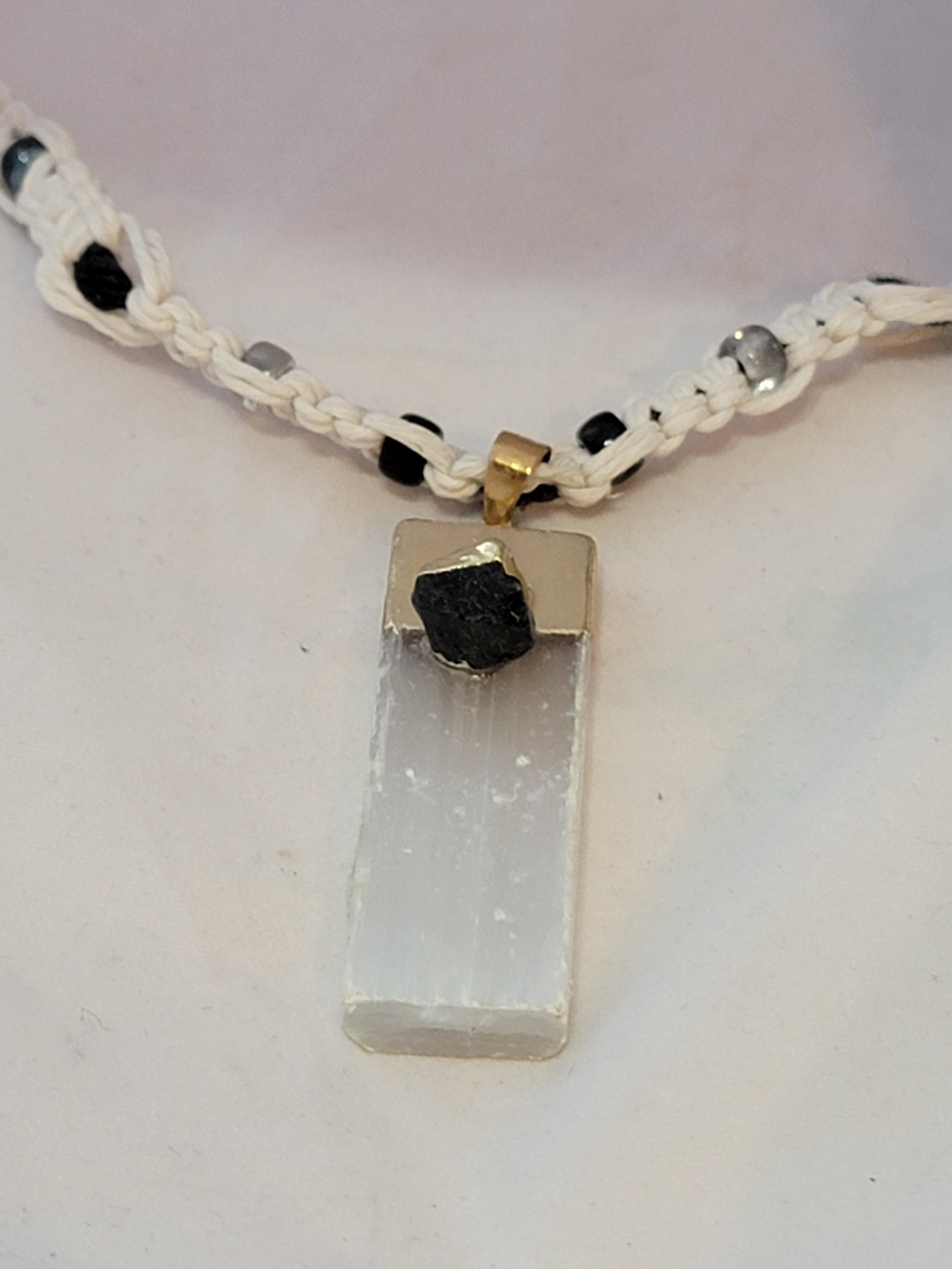 Selenite with Gemstone Necklace