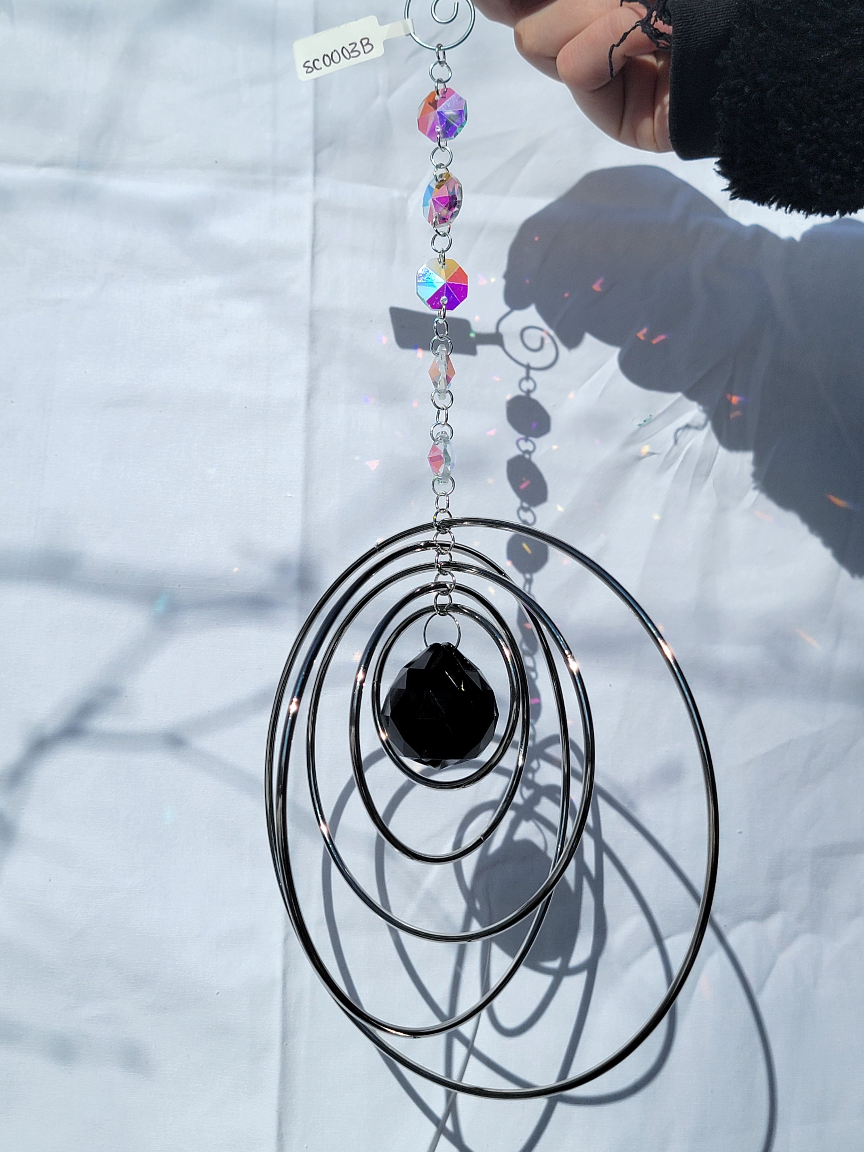 Five Orb Crystal Suncatcher - Silver