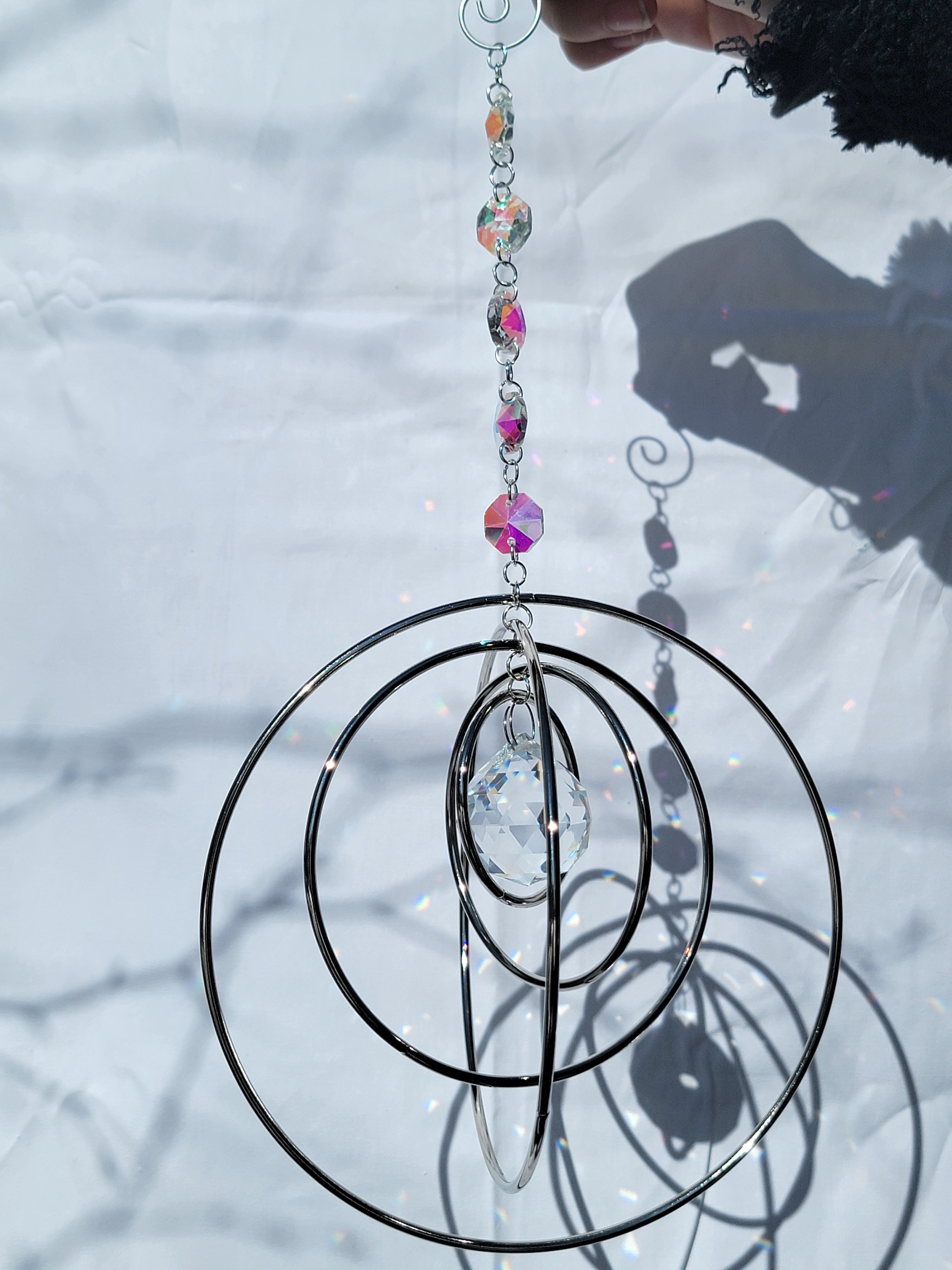 Five Orb Crystal Suncatcher - Silver
