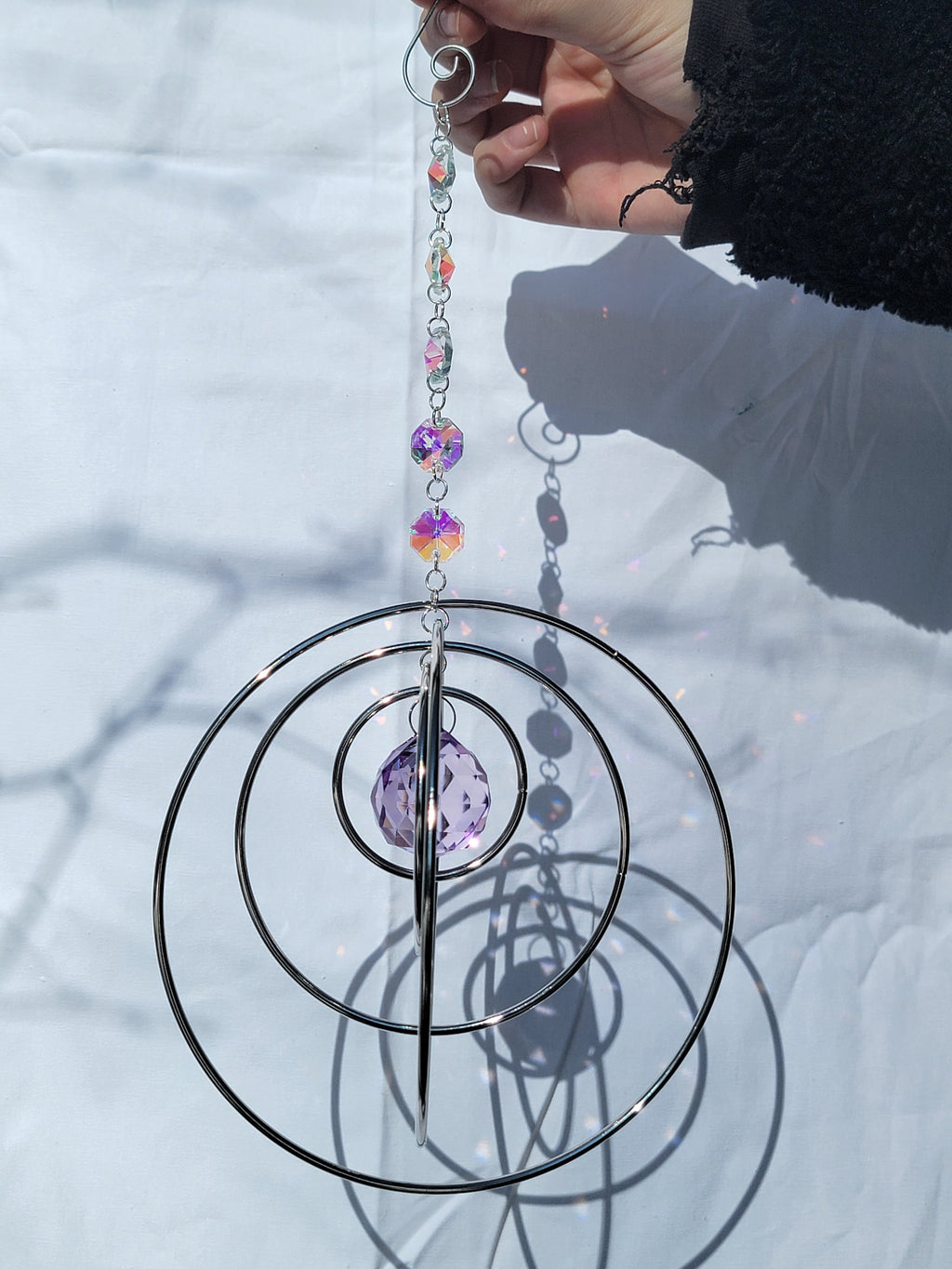 Five Orb Crystal Suncatcher - Silver
