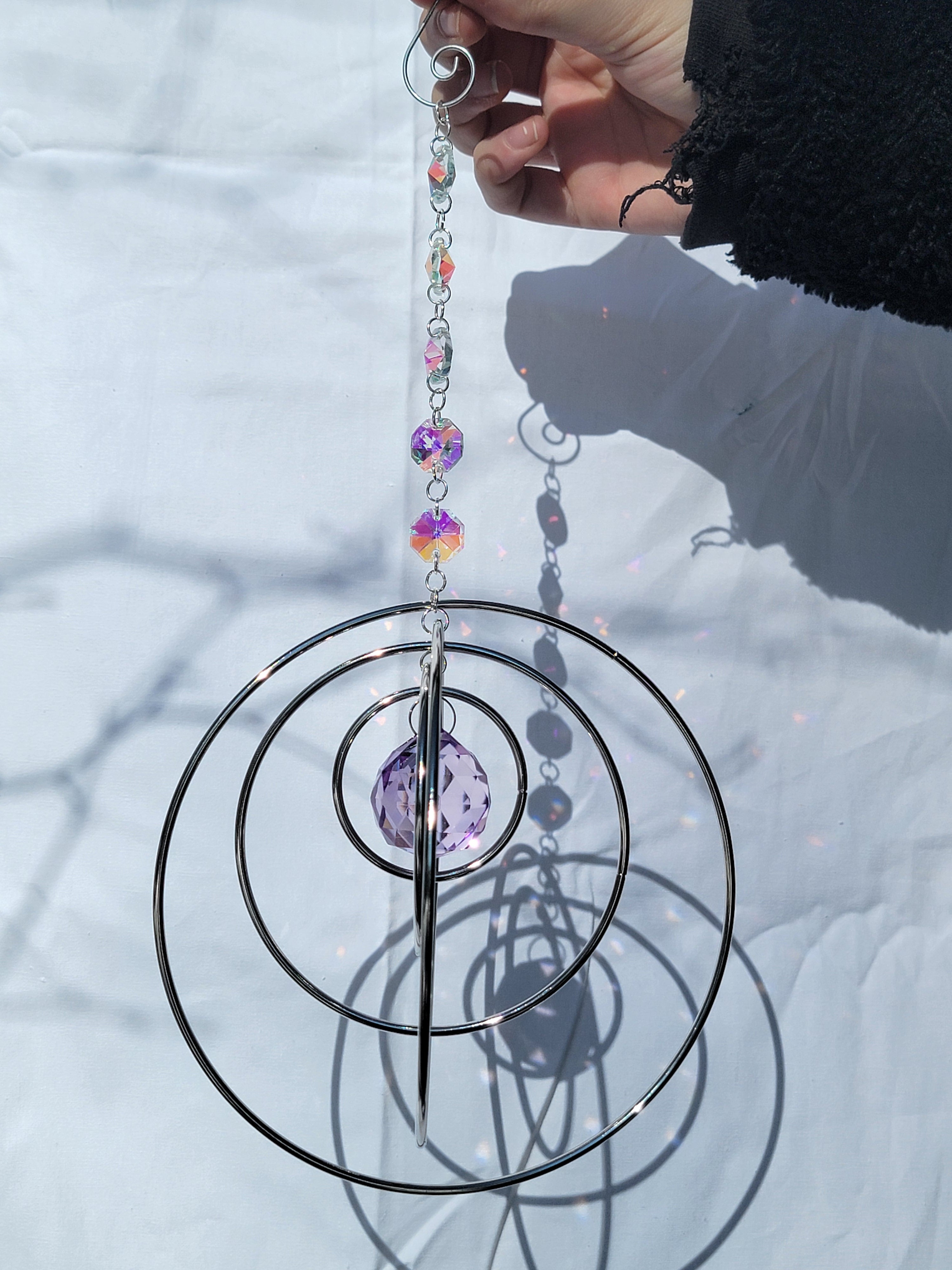 Five Orb Crystal Suncatcher - Silver