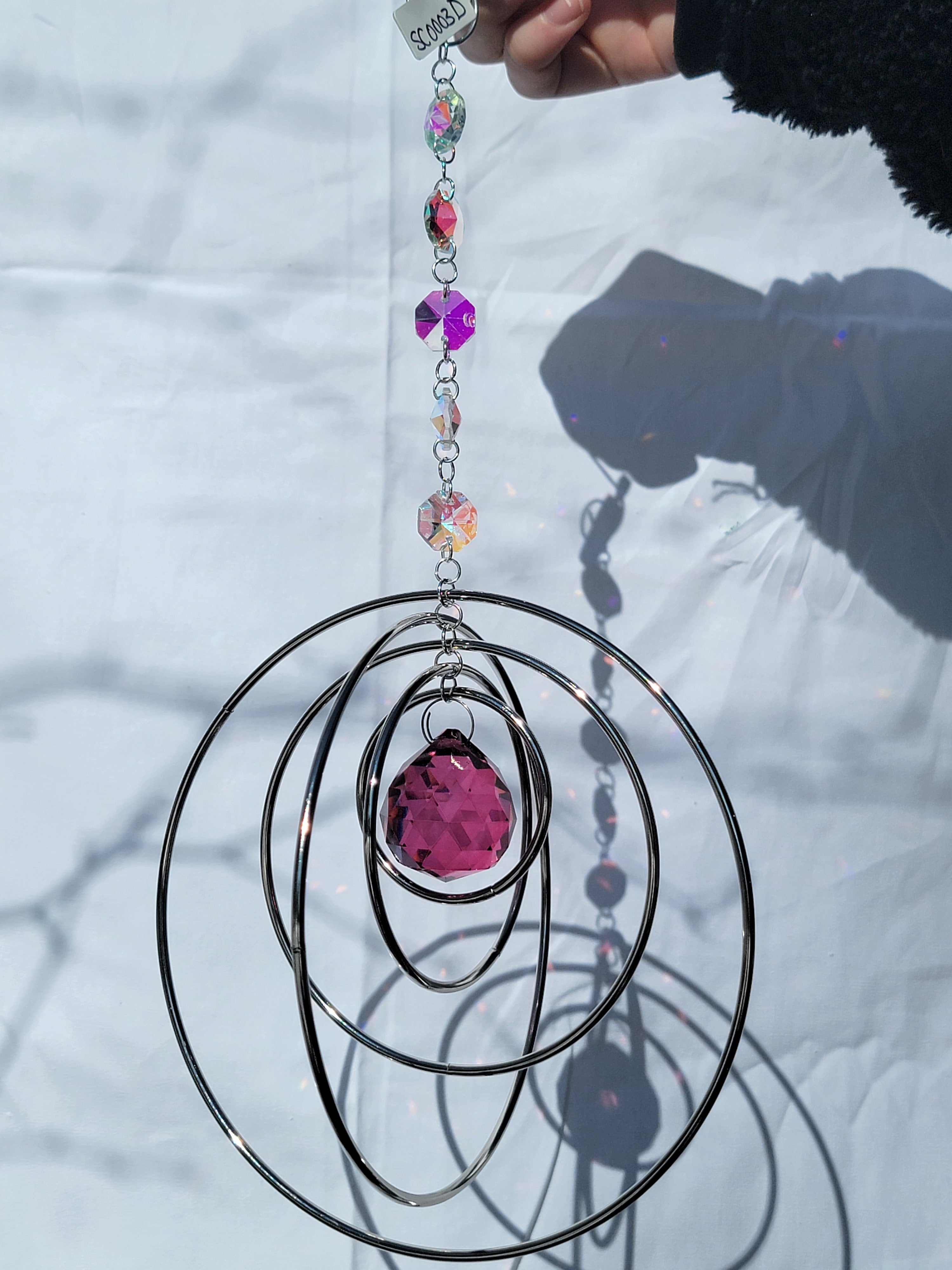 Five Orb Crystal Suncatcher - Silver