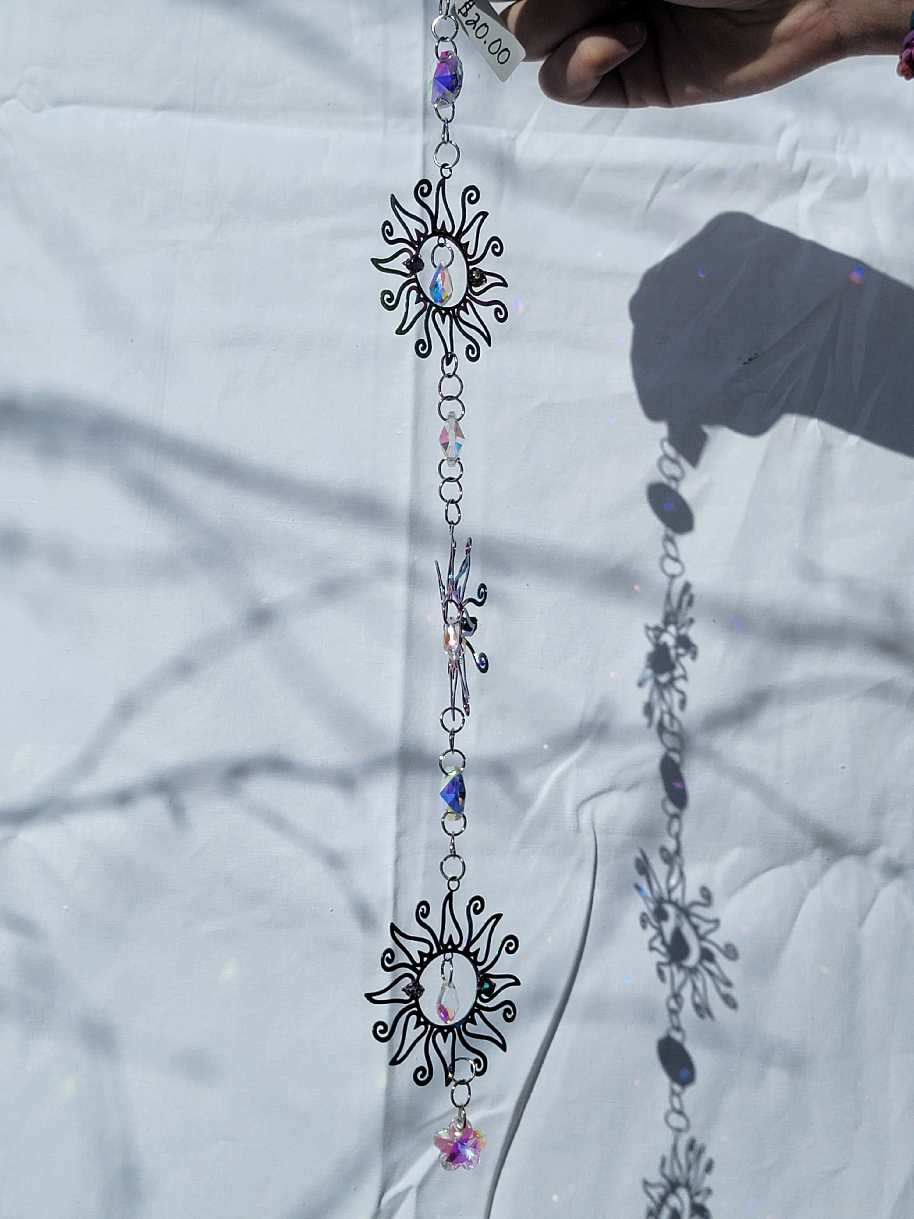 Triple Rainbow Sun with Crystal Star Suncatcher