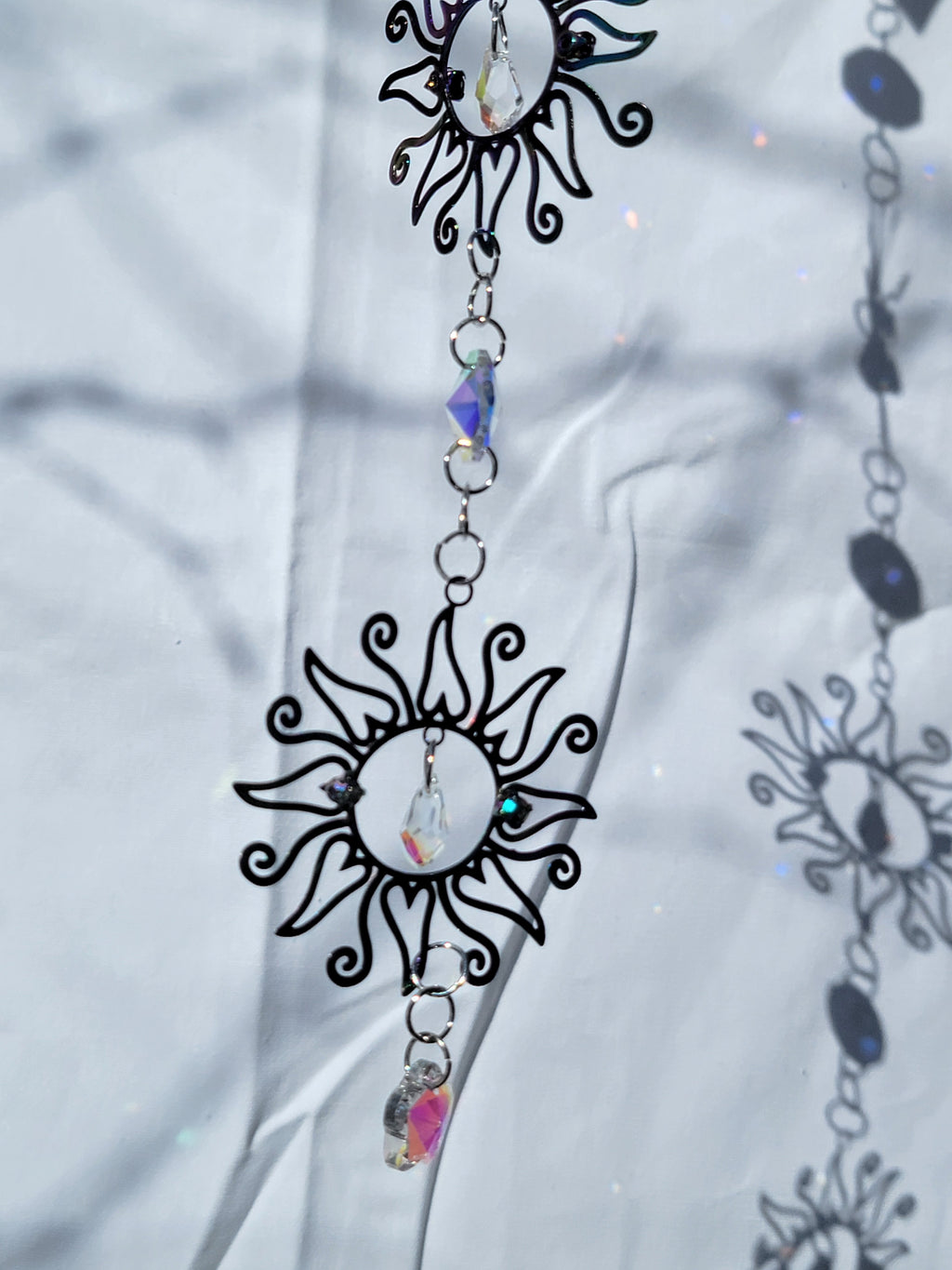 Triple Rainbow Sun with Crystal Star Suncatcher
