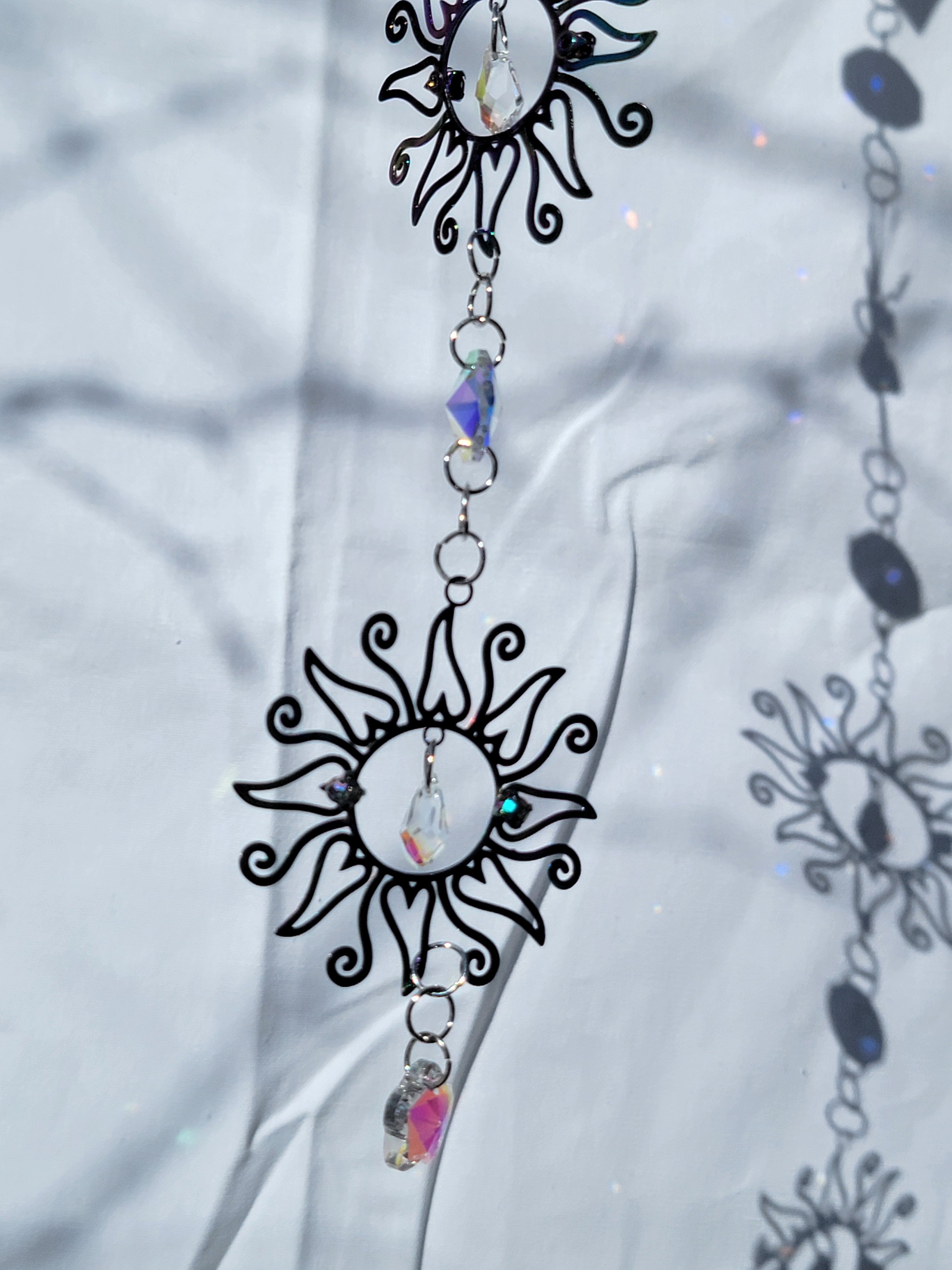 Triple Rainbow Sun with Crystal Star Suncatcher