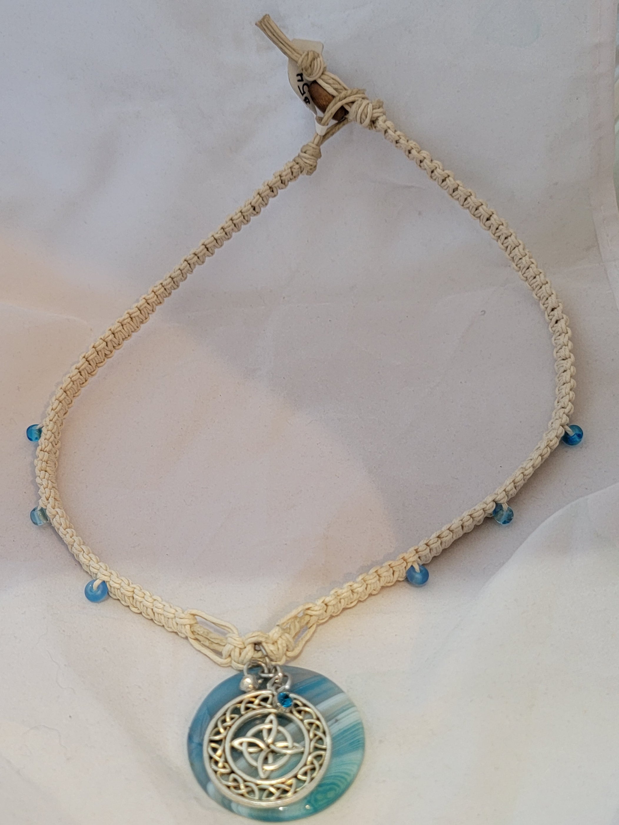 Turquoise Dyed Agate witch Celtic Cross Necklace