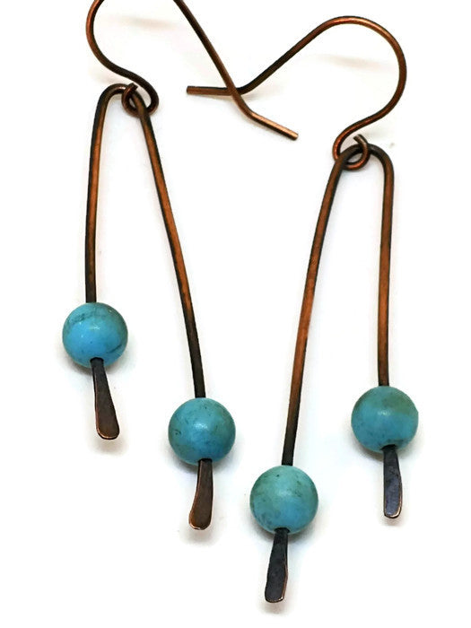Turquoise Howlite Paddle Earrings