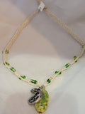 Yellow, Green Dyed Howlite with Pascal Necklace