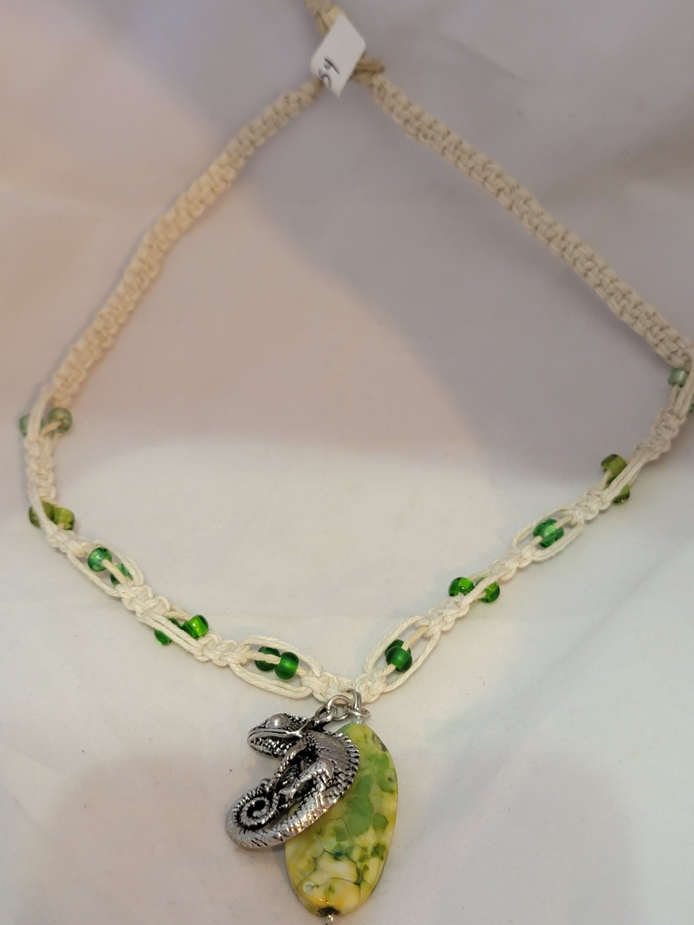 Yellow, Green Dyed Howlite with Pascal Necklace